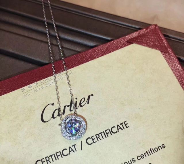 Cartier首飾品 卡地亞新款圓鑽女項鏈 專櫃爆款 扭紋項鏈 高端仿真雙排圓形鑽項鏈  zgk1333