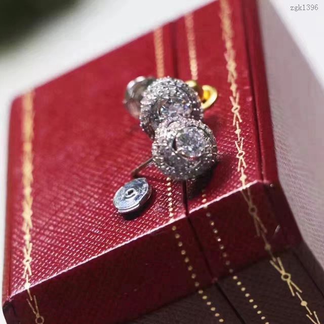 Cartier首飾 卡地亞鑽石耳環 925純銀鍍金 Trinity De耳釘  zgk1396