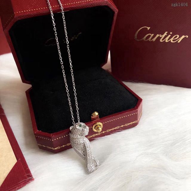 Cartier首飾 卡地亞豹子系列 s925純銀 滿鑽豹子項鏈  zgk1404