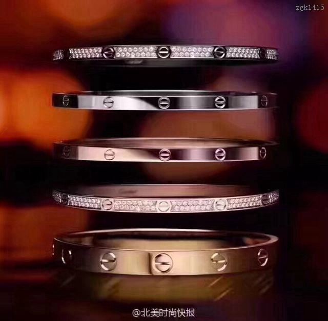 Cartier首飾 卡地亞情侶款手環 釘滿鑽爆款情侶手鐲  zgk1415