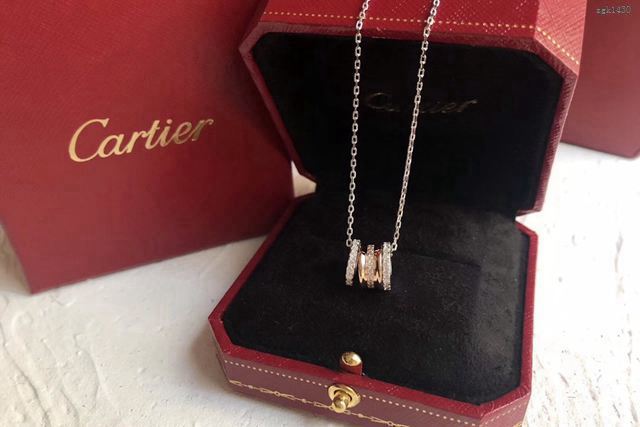 Cartier首飾 卡地亞三環 s925純銀 分色項鏈   zgk1430