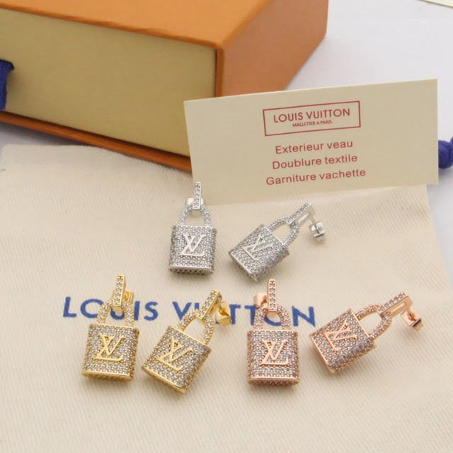 Louis Vuitton新款飾品 路易威登新款碎鑽閃耀鎖頭耳環 LV鎖頭耳釘  zglv2167