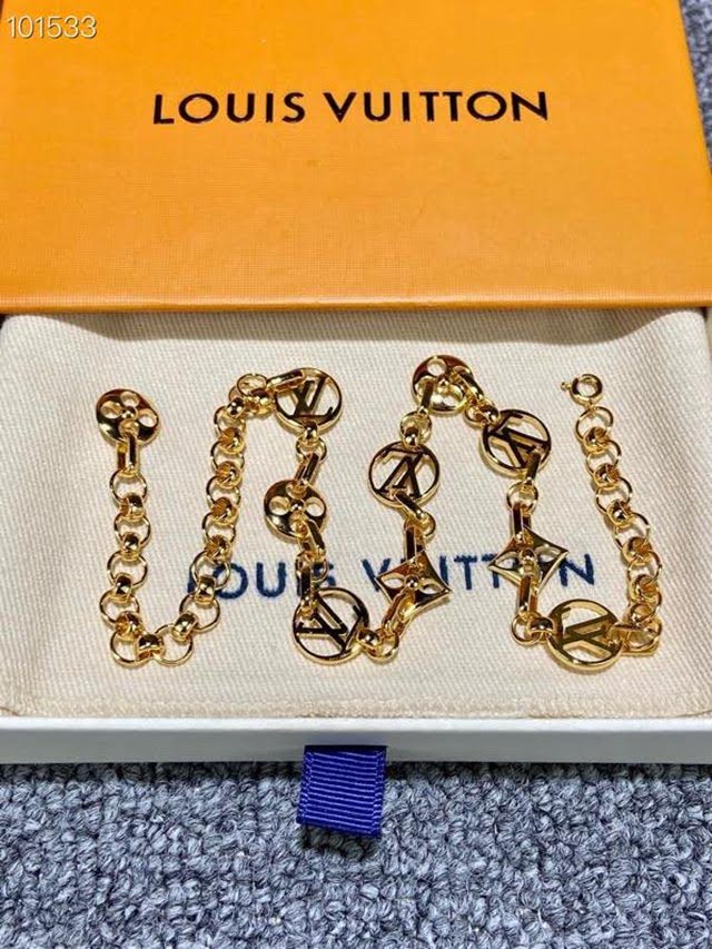 Louis Vuitton新款飾品 路易威登Monogram花朵項鏈 LV粗鏈條鏤空花朵鎖骨鏈  zglv2238