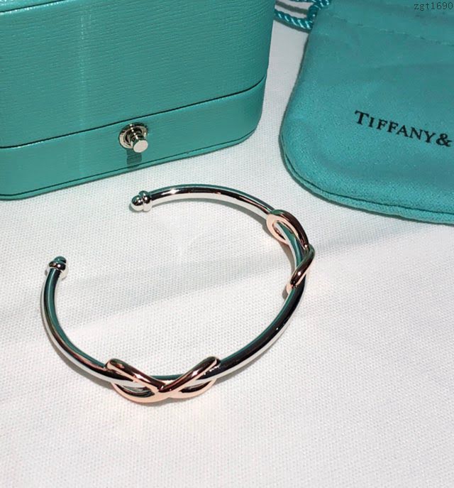 Tiffany純銀飾品 蒂芙尼女士專櫃爆款Infinity開口手鐲 Tiffany八字繩結分色電鍍手鐲  zgt1690
