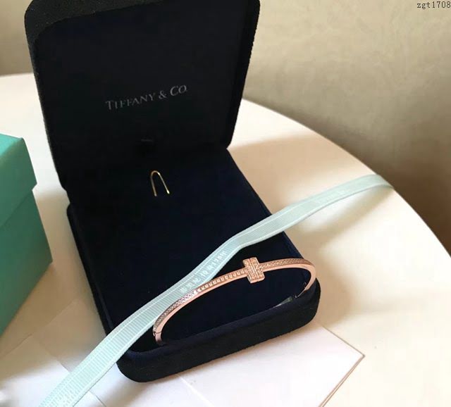 Tiffany純銀飾品 蒂芙尼女士專櫃爆款笑臉雙T窄版手鐲  zgt1708