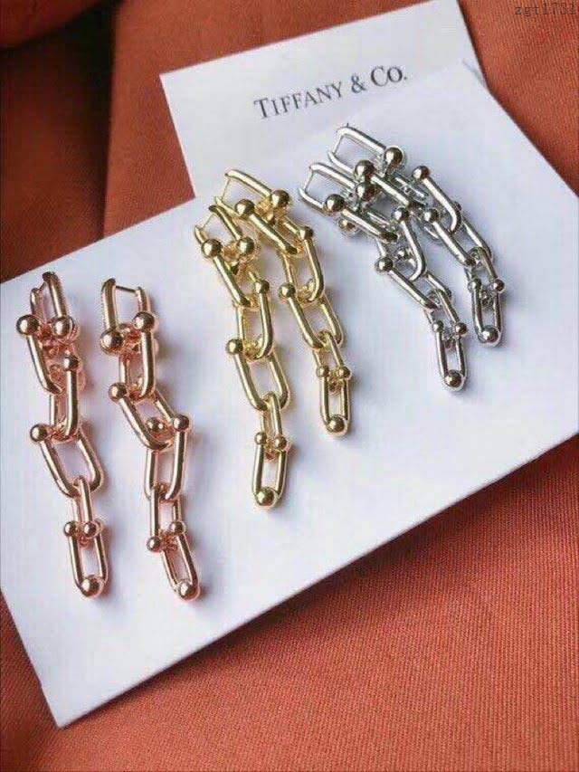 Tiffany飾品 蒂芙尼女士專櫃爆款鏈環關節U型耳釘耳環  zgt1731