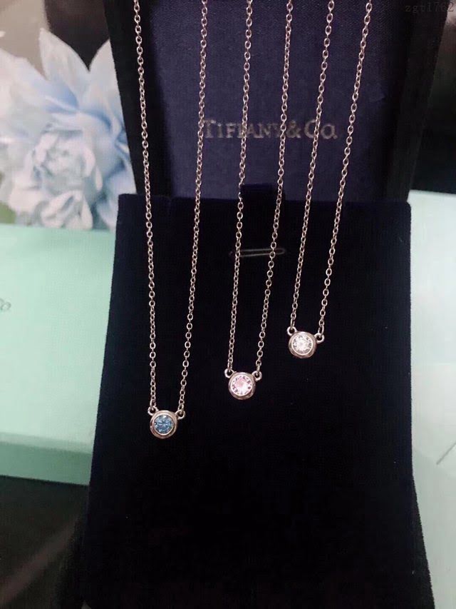 Tiffany純銀飾品 蒂芙尼女士專櫃爆款單鑽項鏈 Tiffany純銀鎖骨鏈  zgt1762