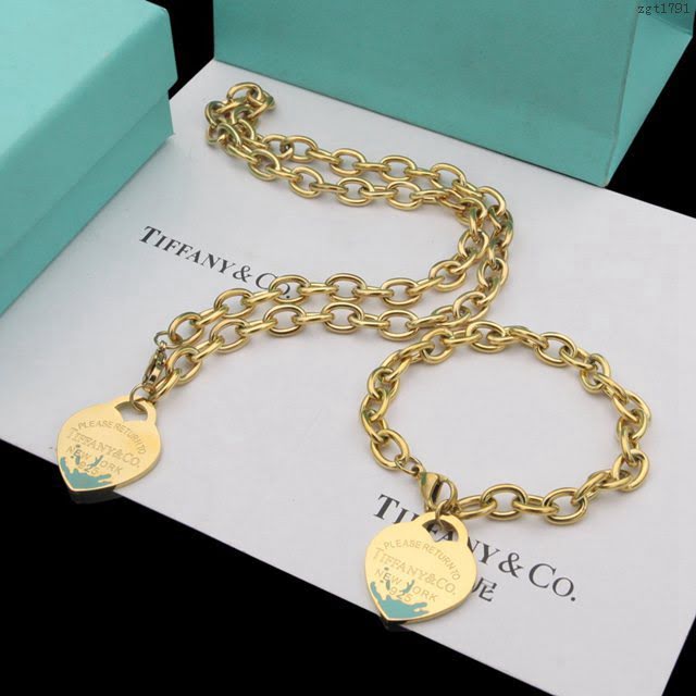 Tiffany飾品 蒂芙尼女士專櫃爆款環扣愛心吊墜手鏈項鏈  zgt1791