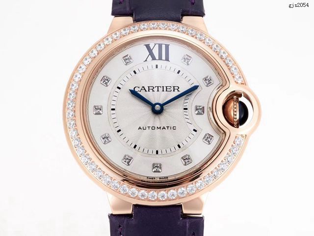 卡地亞藍氣球33mm機械女表 Cartier經典款鑲鑽皮帶女表  gjs2054