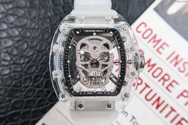 Richard Mille e理查徳米勒 RM052系列 最新鬼頭升級版 顱骨系列 原裝透明殼 理查徳米勒高端男士全自動機械腕表  hds1443