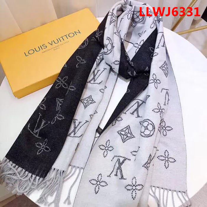 路易威登LV冬季新款 雙面雙色羊毛混紡圍巾 可以做披肩 LLWJ6331