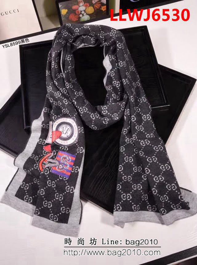 GUCCI古馳頂級原單 專櫃限量百搭款羊絨圍巾 男女同款 YSL8559 LLWJ6530