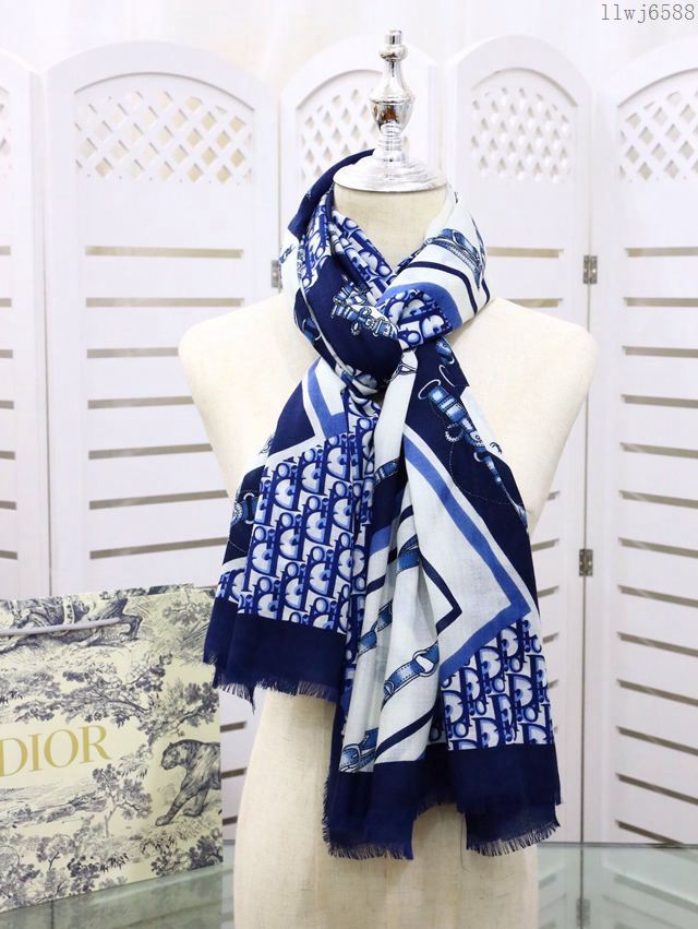 Dior圍巾 最新專櫃主打款 經典LOGO暗紋提花 迪奧女羊絨圍巾  llwj6588
