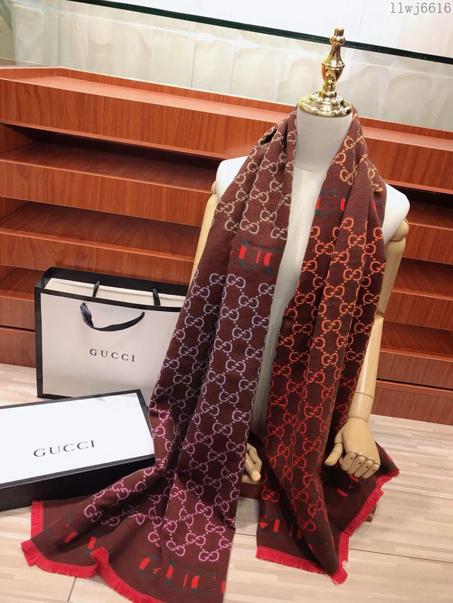 GUCCI圍巾 2019年度最新力作 漸變色彩 加厚款 古馳羊絨混紡女士長圍巾  llwj6616