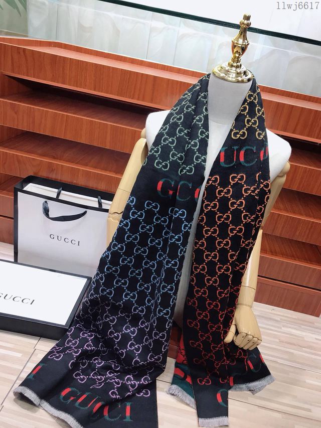 GUCCI圍巾 2019年度最新力作 漸變色彩 加厚款 古馳羊絨混紡女士長圍巾  llwj6617