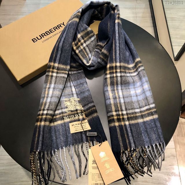 Burberry圍巾 巴寶莉招牌男款羊絨圍巾 Burberry格子長圍巾  llwj6811