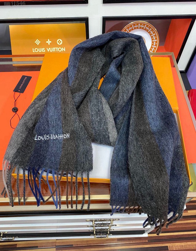 Louis Vuitton羊絨圍巾 路易威登2021海外最新男女士圍巾 LV條紋情侶款圍巾  mmj1546