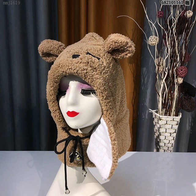 FENDI女秋冬季羊羔毛圍脖 芬迪2021最新款一體護耳保暖帽  mmj1619