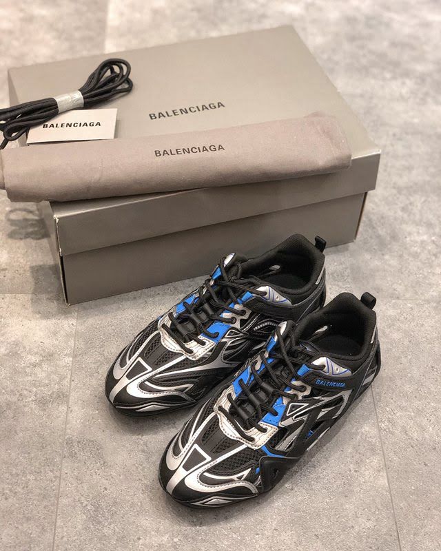 Balenciaga經典款男女鞋 巴黎世家頂級版本Drive鏤空老爹黑藍賽車鞋 Balenciaga情侶款老爹鞋  hdbl1186