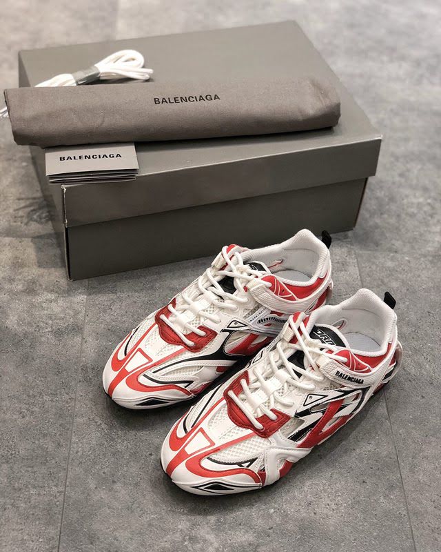 Balenciaga經典款男女鞋 巴黎世家頂級版本Drive鏤空老爹白紅賽車鞋 Balenciaga情侶款老爹鞋  hdbl1188