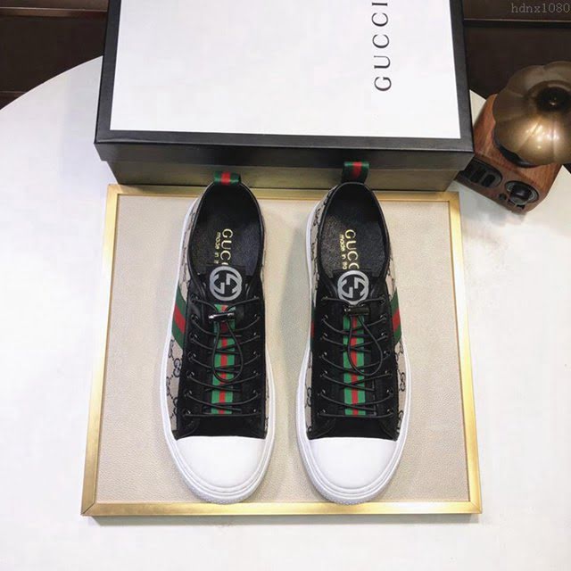 GUCCI男鞋 原單品質 古馳男士經典休閒鞋 進口牛皮 Gucci白色男鞋 Gucci系帶男鞋  hdnx1080