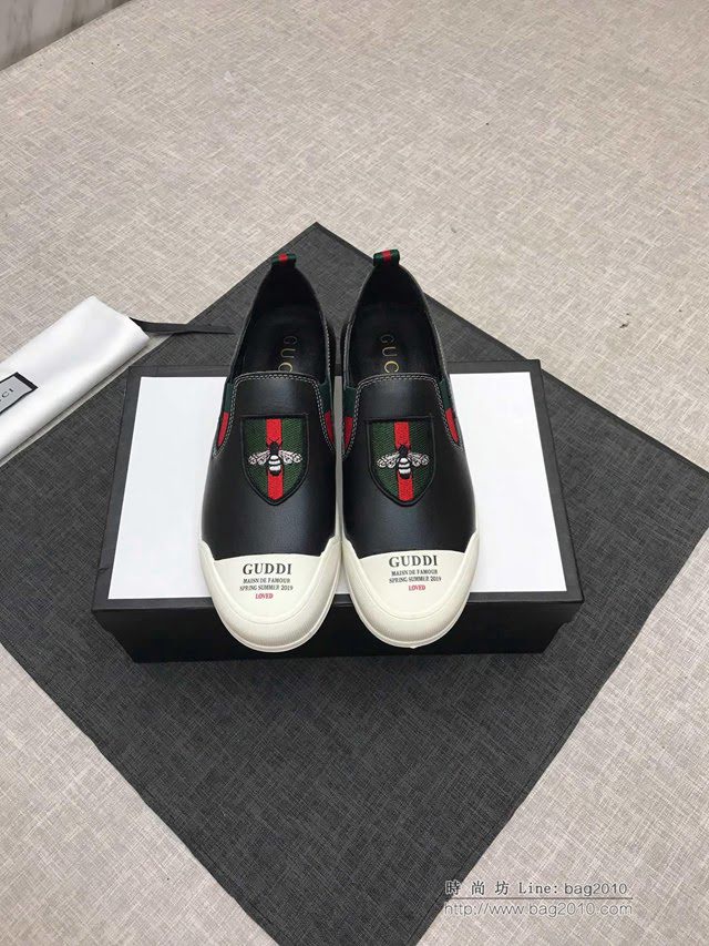 GUCCI男鞋 頂級品質  2019 古奇專櫃同步新品 一腳蹬 Gucci男士休閒鞋 百搭款板鞋  hdnx1132