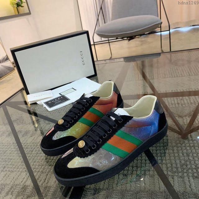 GUCCI男鞋 古奇 幻彩新品 2019專櫃同步 古馳男士休閒板鞋 Gucci系帶低幫鞋  hdnx1249