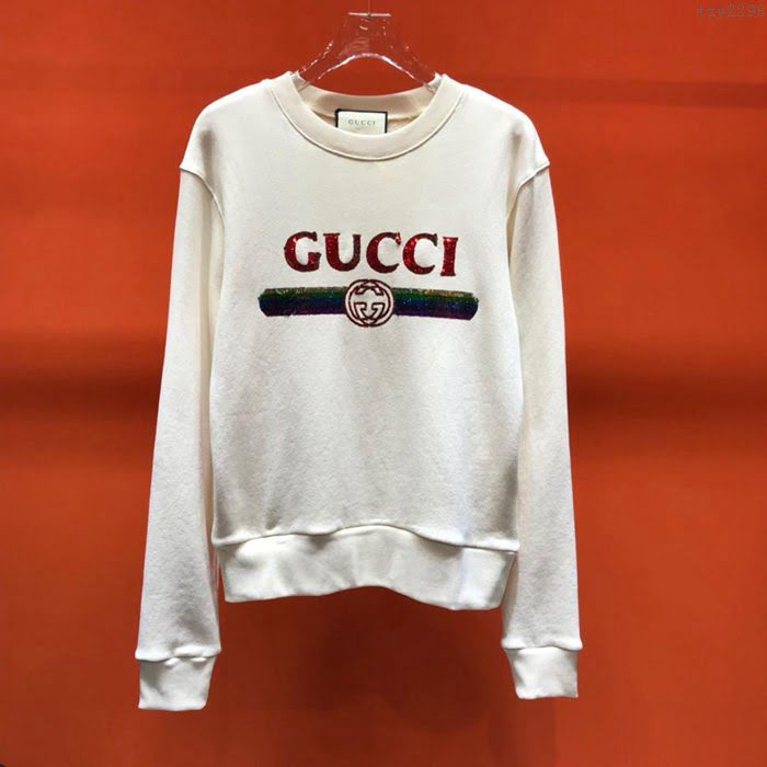 Gucci男裝 19-20FW新款 古奇重工刺繡釘珠片圓領衛衣 最高品質 男女同款  男士秋季新款單品  tzy2298