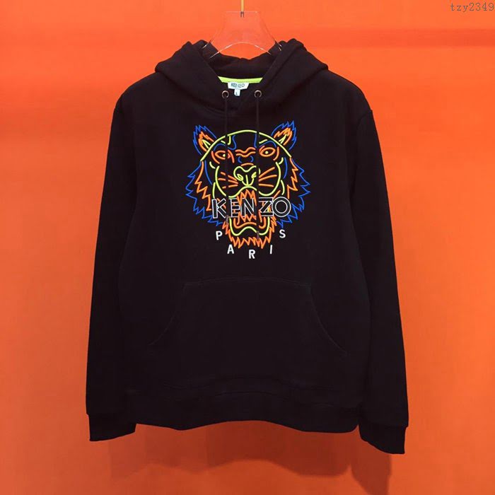 Kenzo 19/20FW新款 最高品質 高田賢三連帽套頭黑色衛衣 男士秋季最新單品  tzy2349