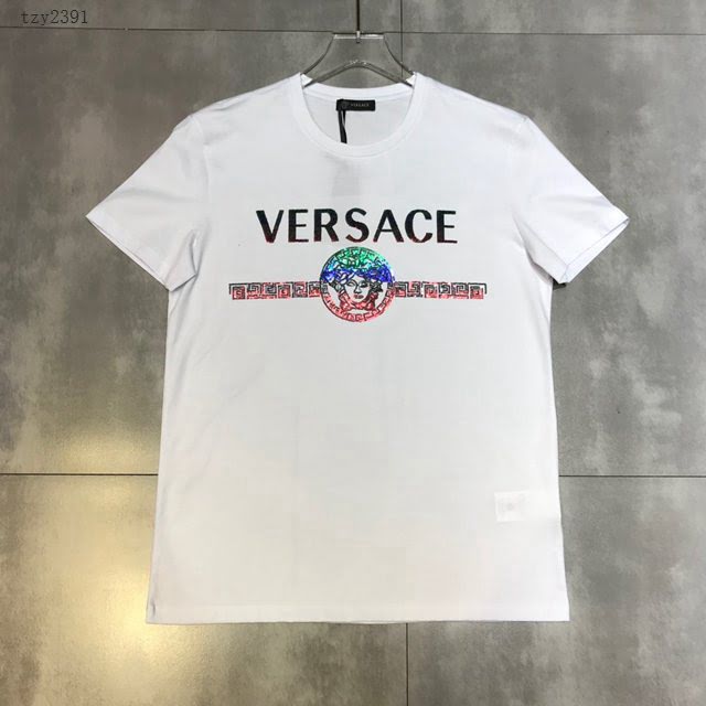 Versace男短袖 範思哲2020新款男裝 重工釘珠片T恤  tzy2391