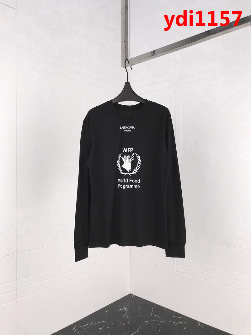 BALENCIAGA巴黎世家 18秋冬新款 世界糧食計畫署 黑色長袖T恤 巴黎最新款 情侶款 ydi1157
