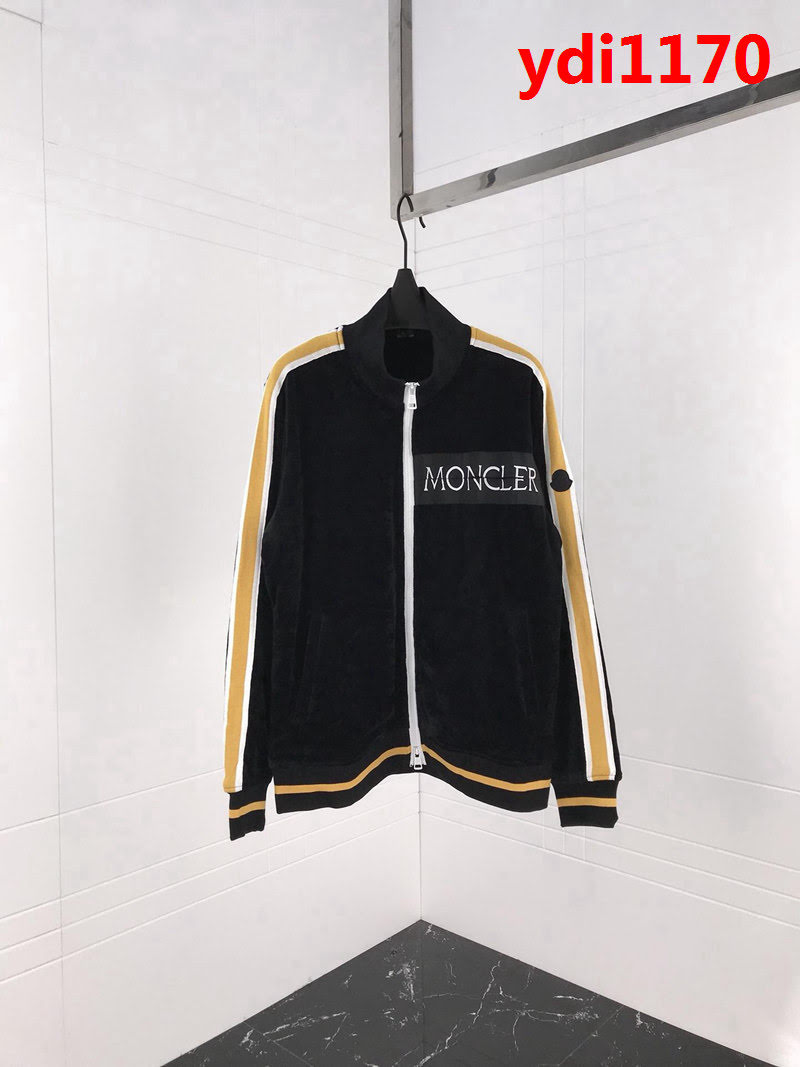 MONCLER蒙口 黑標限量款系列 2018FW 絲絨拼色字母飾帶繡花 拉鏈開衫外套套裝 ydi1170