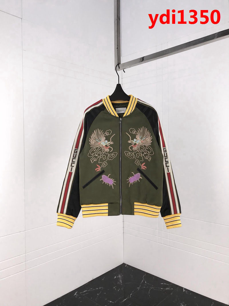 GUCCI古馳 2018秋冬 雙龍會刺繡 黑色絲綢 夾克 男女同款 ydi1350