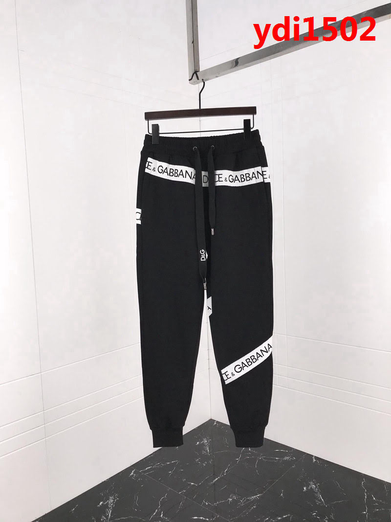 DＧ杜嘉班納 18FW最新款 黑色白條logo飾帶字母 鬆緊腰 男款休閒衛褲 ydi1502