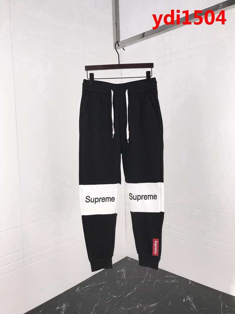 SUPREME 18FW秋冬新款 黑白拼接印花 百搭款 純棉衛褲  ydi1504