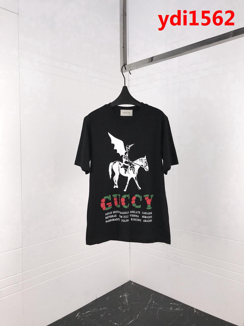 GUCCI古馳 19FW早春新款 騎馬戰士圖案 漸變色LOGO發泡印花 情侶款短袖 ydi1562