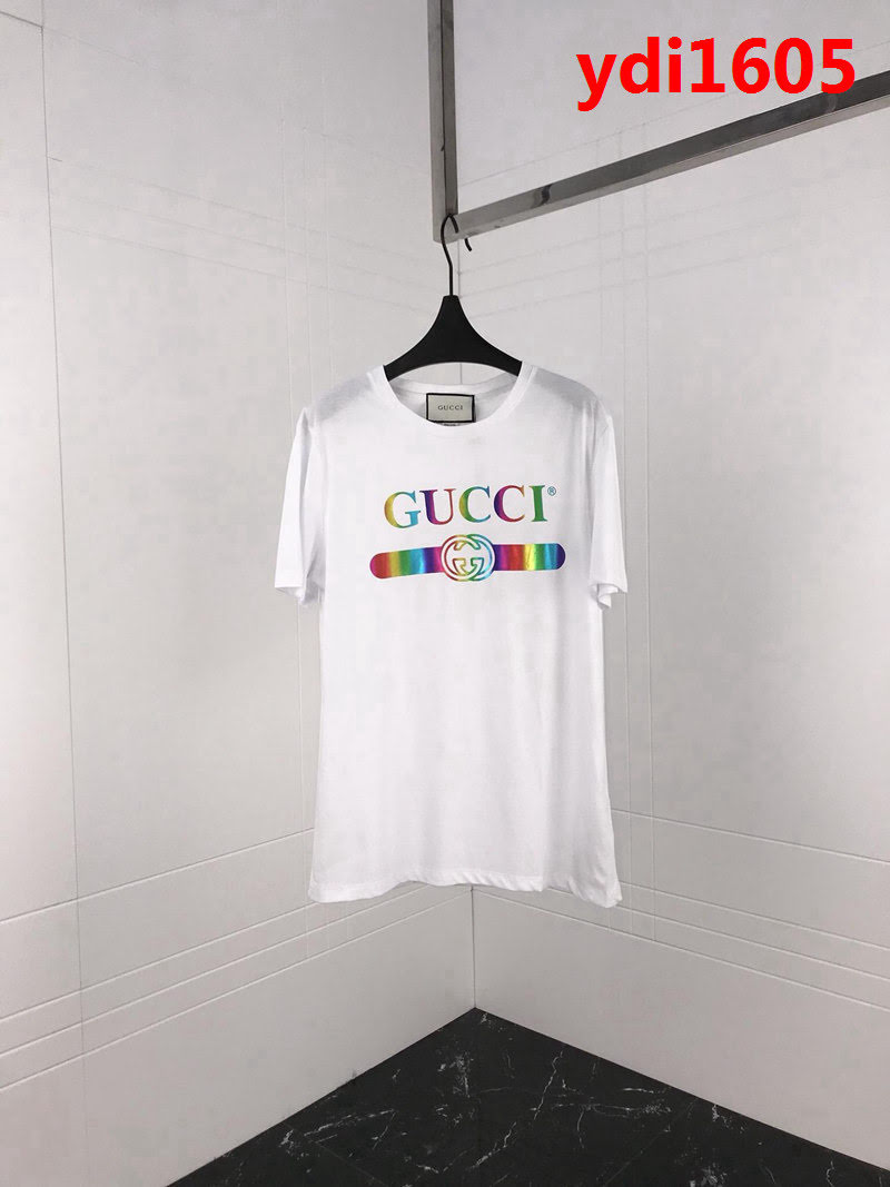 GUCCI古馳 19早春新款 漸變色logo印花 雙股絲光棉短袖 男女同款 ydi1605