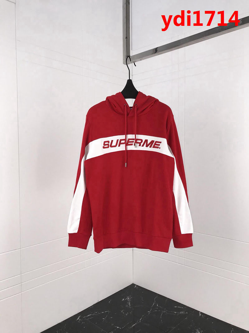 SUPREME 18ss秋冬新款 弧形撞色拼接刺繡字母 純棉連帽衛衣 男女同款 ydi1714