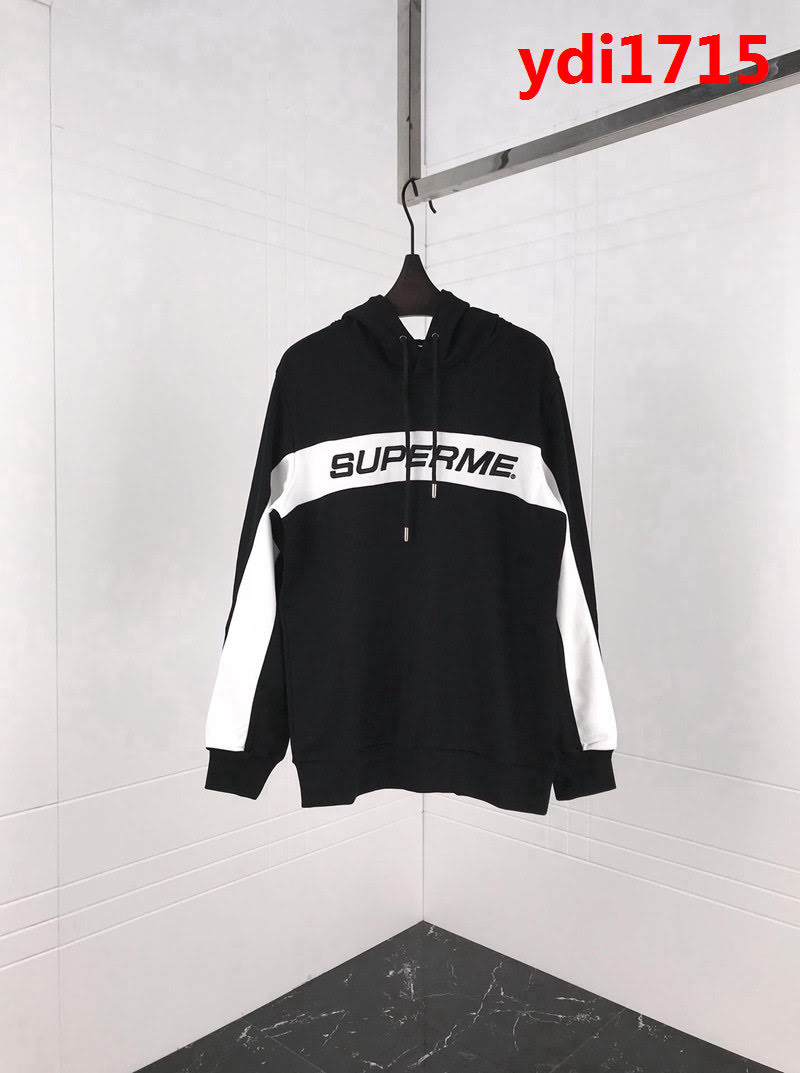 SUPREME 18ss秋冬新款 弧形撞色拼接刺繡字母 純棉連帽衛衣 男女同款 ydi1715