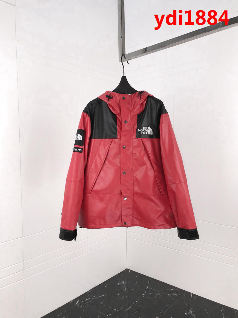 SUPREME X TNF 重工聯名皮質 紅色 抓絨衝鋒衣 情侶款 ydi1884