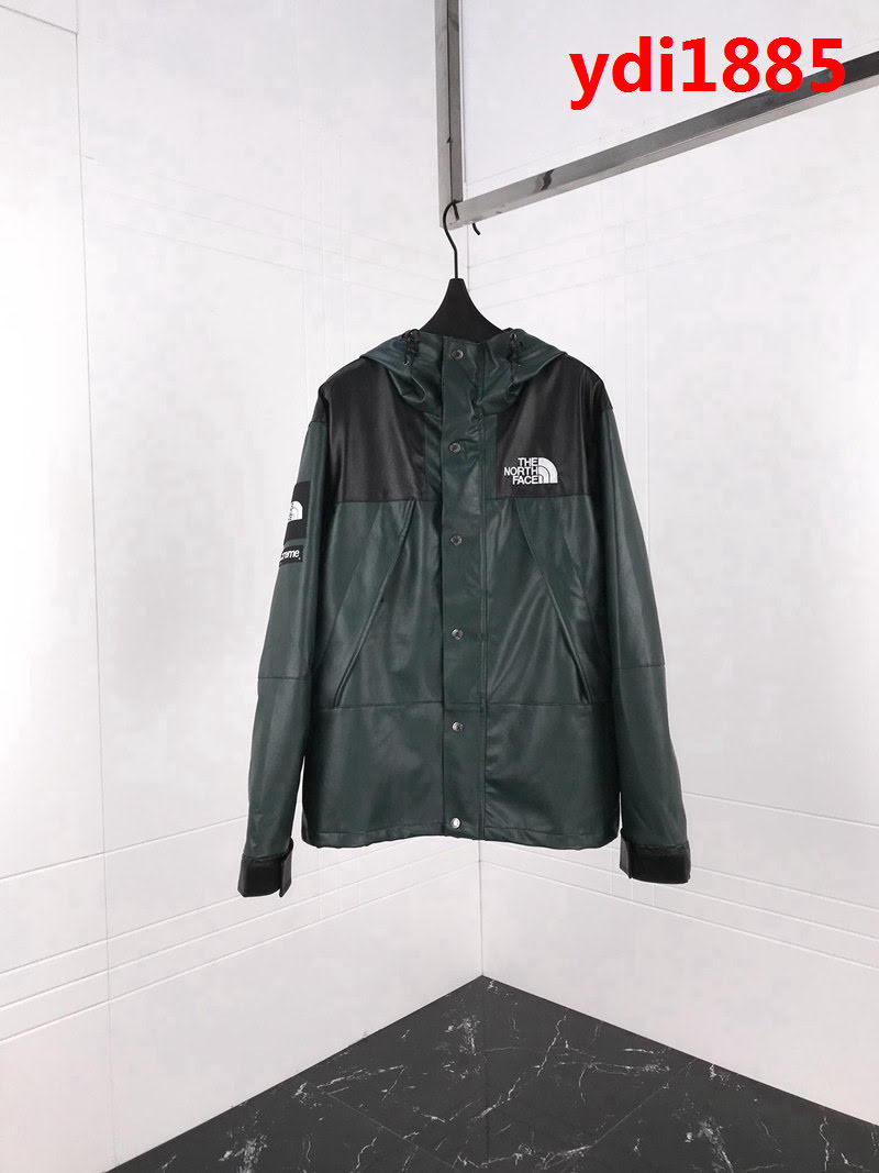 SUPREME X TNF 重工聯名皮質 軍綠色 抓絨衝鋒衣 情侶款 ydi1885