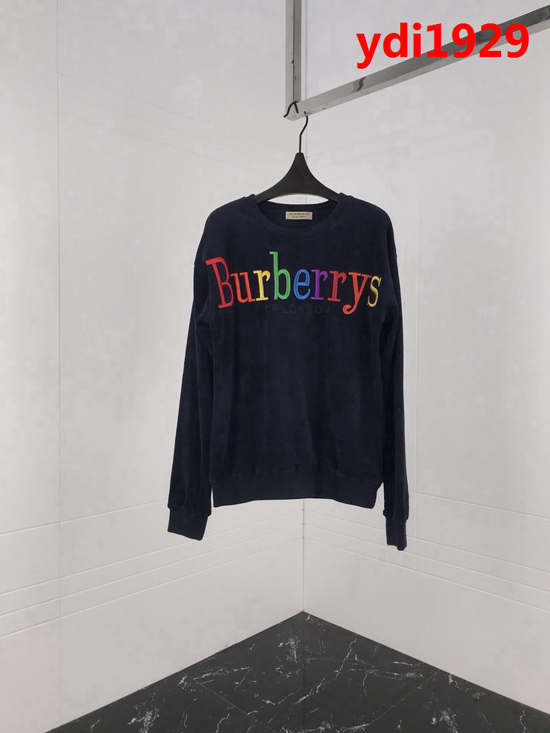 BURBERRY巴寶莉 18ss秋冬 專櫃同步 彩虹字母刺繡 純棉毛巾底 黑色絨布衛衣 情侶款 ydi1929