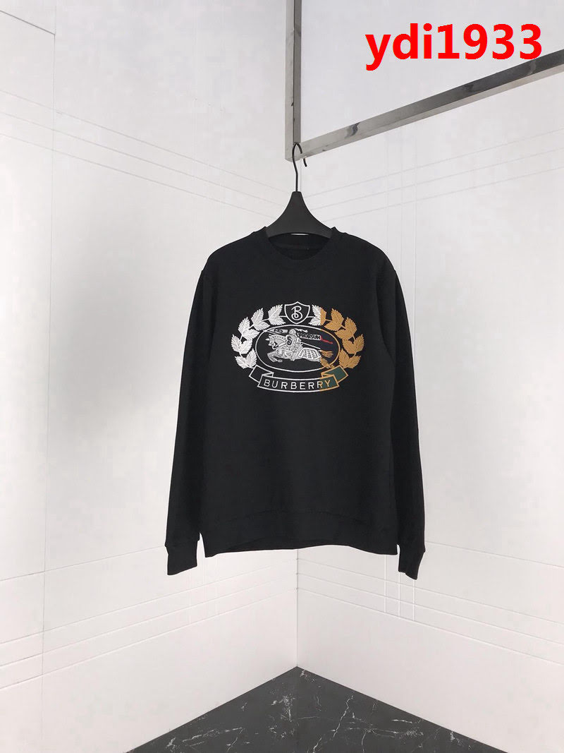 BURBERRY巴寶莉 18秋冬新款 Unisex 麥穗皇冠騎士刺繡logo 黑色抓絨衛衣 ydi1933