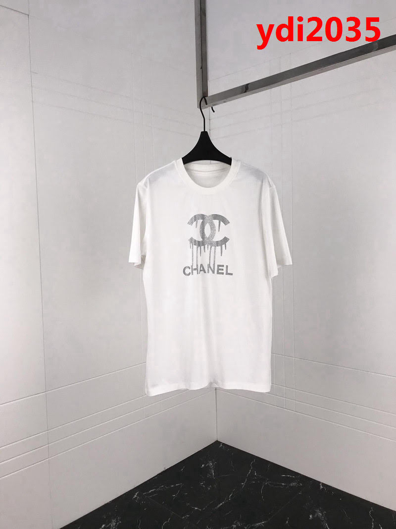 Chanel香奈兒 19ss早春新款短袖 閃粉logo 定制原版純棉面料 高版本男女同款 ydi2035