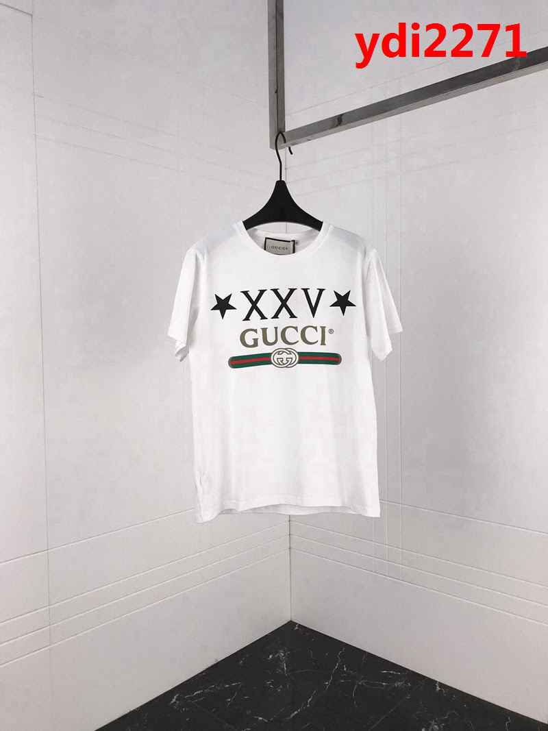 Gucci古奇 19ss新款短袖 xxv系列logo 採用絲光面料 三標齊全男女同款 ydi2271