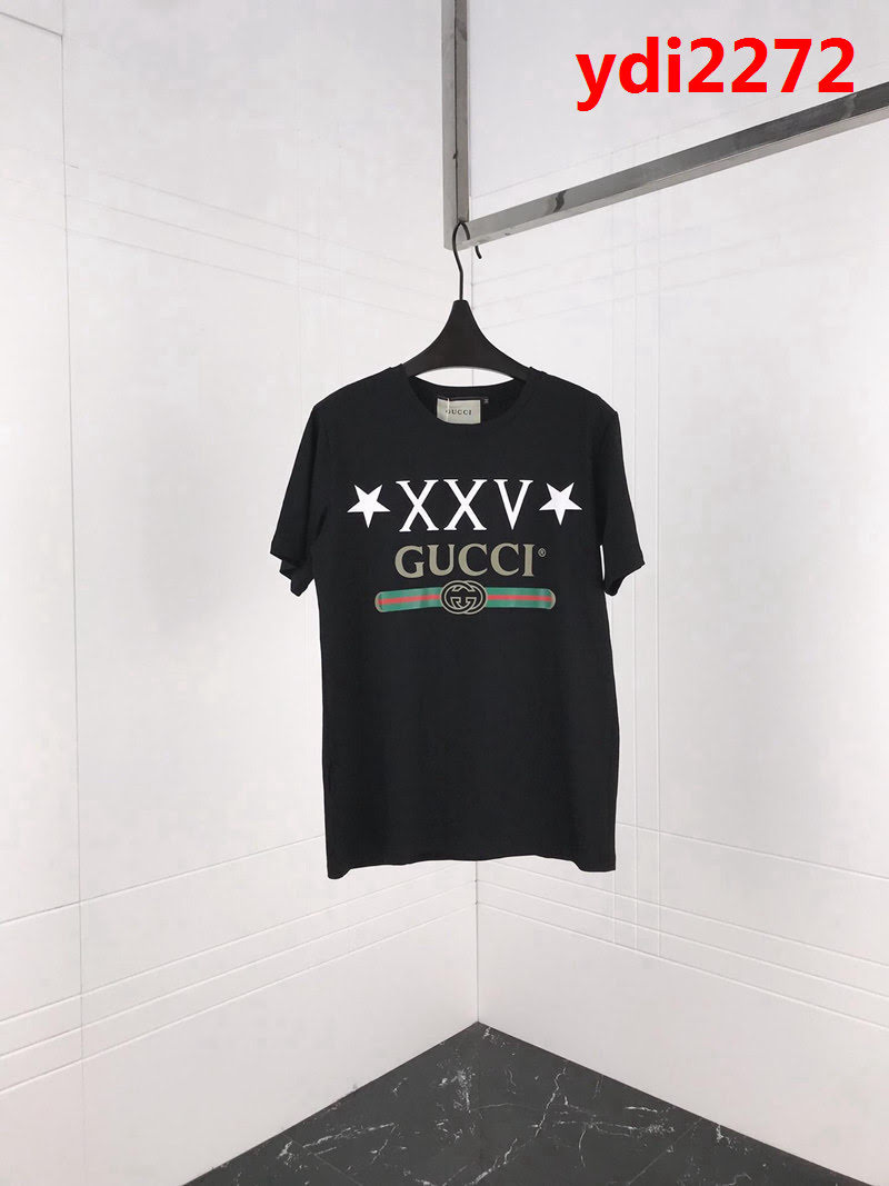 Gucci古奇 19ss新款短袖 xxv系列logo 採用絲光面料 三標齊全男女同款 ydi2272