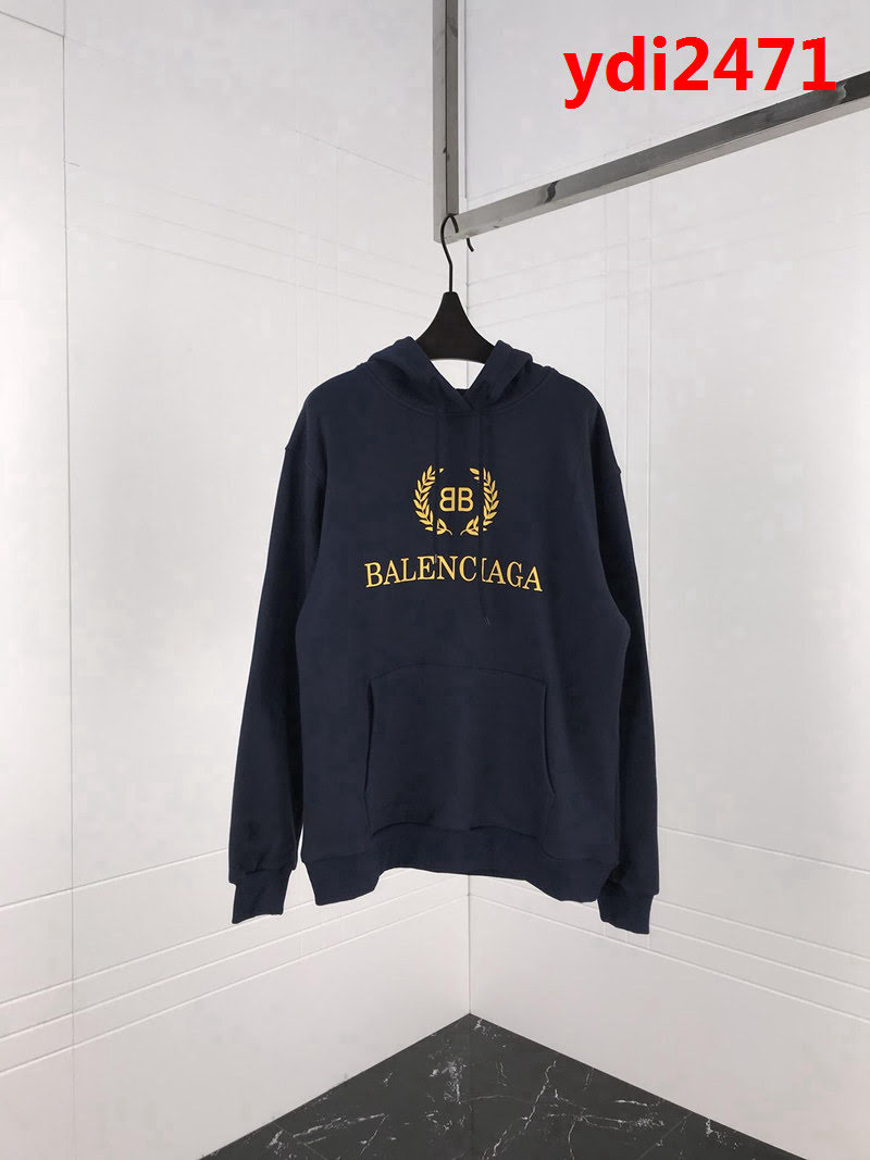 BALENCIAGA巴黎世家 18ss秋冬新款 金色麥穗連帽衛衣 定制韓國毛圈布 原版os寬鬆版型 藏藍色 高版本 男女同款 ydi2471