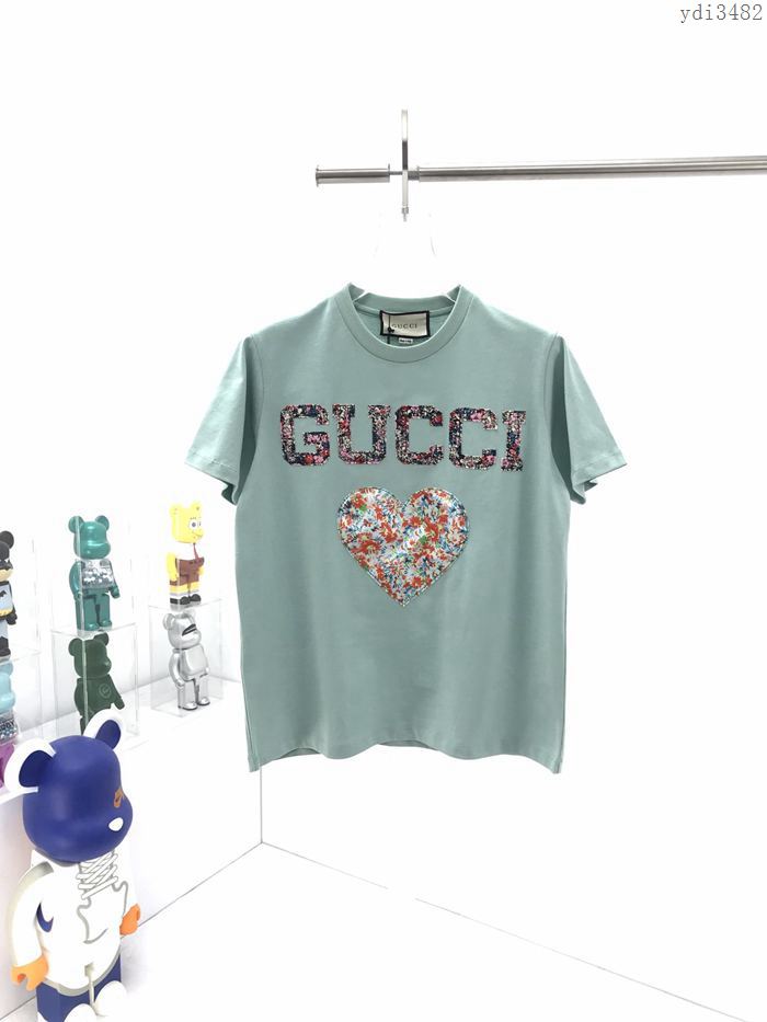 Gucci男裝 古奇2020秋冬新款愛心貼飾寬鬆短袖T恤  ydi3482