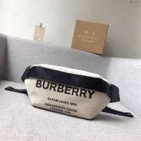 Burberry專櫃新款包包 巴寶莉白色帆布腰包胸包挎包  db1010