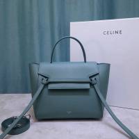 Celine女包 青瓷色最新色 賽琳掌紋牛皮中號手提包 Celine belt bag鯰魚包 189153  slyd2023